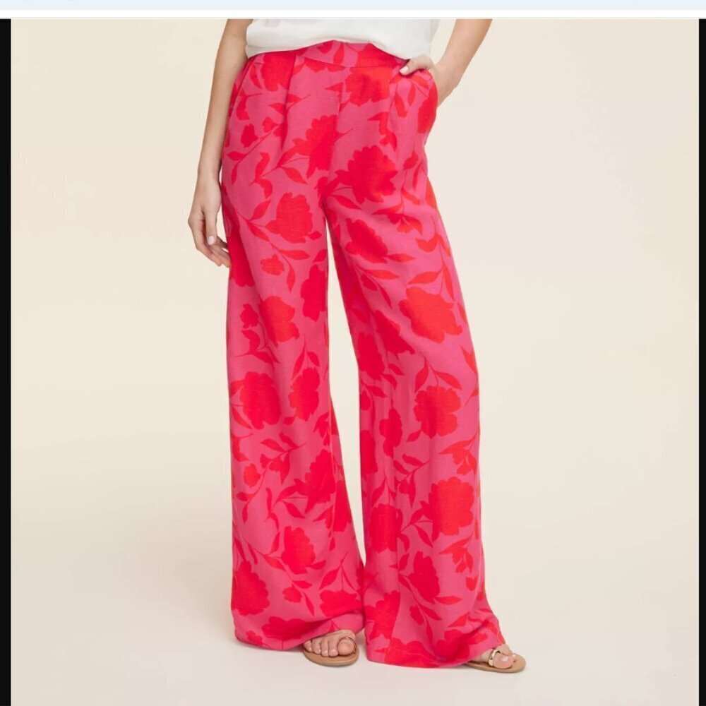 NWT Rose High-Rise Linen Trousers - Kate Spade New York x Target Pink/Red, XXS